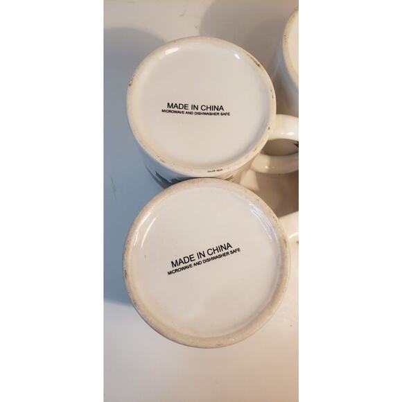 Set of 4 Poinsettia Coffee Mugs Holiday Christmas Floral White Red Green - Picture 9 of 14